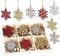 ilauke 24 Weihnachten Holz Schneeflocken mit Aufbewahrungsbox Ornamente 24Pcs Holz Hängende Dekorationen Schneeflocken Weihnachten Deko Verzierungen Ausgehöhlte Weihnachtsbaum Hängende Ornamente