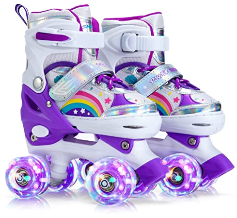 SHDSL Girls Roller Skates for Kids Beginners, Adjustable Roller Skates with All Light Up Wheels, Roller Skate for Girls Shine Fun Illuminating Roller Skate for Boys Beginners patines para niñas