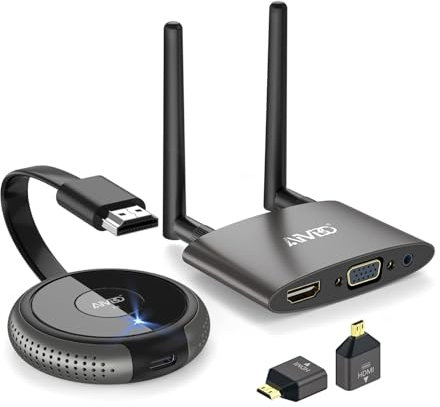 HDMI Wireless, Wireless HDMI Transmitter and Receiver, Dual Screen Wireless HDMI 4K/5G, 164FT/50M Screen Casting zu Monitor/Projektor, Multi-Kamera-Produktion, Schwarz