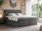 MKS MEBLE Boxspringbett 180x200 mit Bettkasten und Matratze H3 - Boxbett - Dunkelgrau Kunstleder - ERNI King