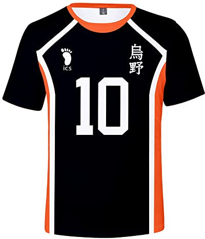 Damen Herren Japanese Anime Haikyuu T-Shirt Tops，Cosplay High School Karasuno Volleyball Team Trikot No.4 Tee Top