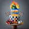 DRWATE LKW-Kuchenaufsätze (9 Stück, rot, grün) – Flame Blaze Wheel Race Car Kuchendekorationen für Kinder, Jungen, LKW-Thema, Rennwagen, Partyzubehör