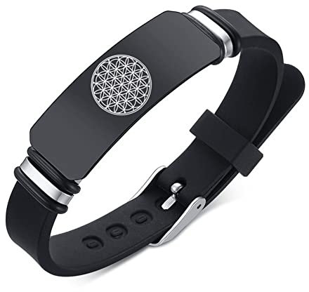 Verstellbare Silikon Heilige Geometrie Blume des Lebens Heil Armband für Frauen Männer Teenager Metaphysischer Ursprung des Lebens Spirituelle Erinnerung für Meditation Geometrischer Schmuck,Rot