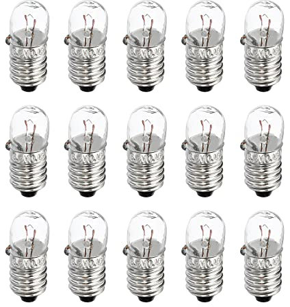 sourcing map ampoule e10 Ampoules Miniatures à Culot à Vis DC 6.3V Lumière Jaune Chaude Mini Lampes avec Boîte de Rangement, 1 Ensemble/15 Pcs