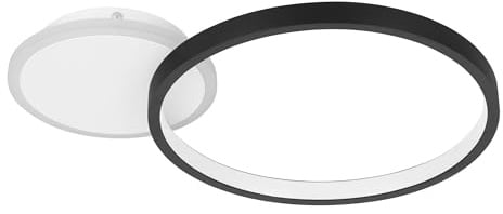 EGLO LED Deckenlampe Gafares, dimmbare Deckenleuchte mit Fernbedienung | runde Wohnzimmerlampe aus Aluminium und Stahl in weiß und schwarz, Lampe Decke warmweiß-kaltweiß