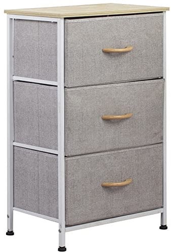 BAKAJI Regalsystem, 3 Stoff-Schubladen, HxBxT: 75 x 46 x 30 cm, universale Schubladenbox, Metall und Holz, Grau