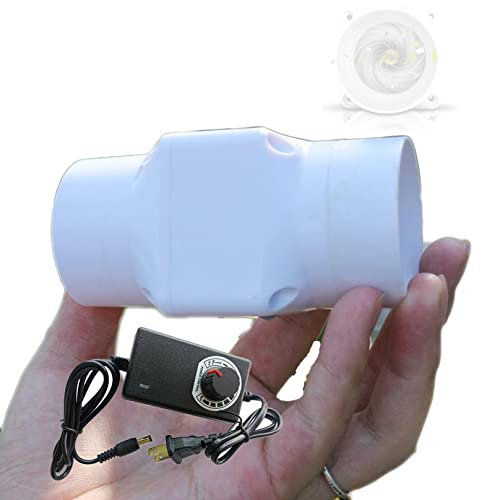 BiiKoon Small Duct Fan 2 Inch Inline Extractor Fan with Variable Speed Controller 6W 12V Air Circulation Diffuser Exhaust Blower Ventilation Cooling Vent Fans for Grow Tent Ceiling Basement