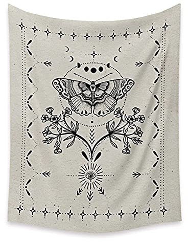 ZWEBY Wandbehang Tapisserie Wandbehang Wandbehang Wandverkleidung Teppich Tagesdecke Böhmische Wohnkultur Überwurf Wanddekoration (Farbe: Weiß, Größe: 95 x 73 cm)