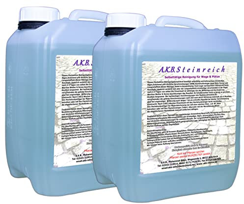 A.K.B. Steinreich Konzentrat,10L,Steinreiniger Steinplatten Reiniger,Fugenreiniger für Pflastersteine,(0920) Außenreiniger für Wege bis 4000m²