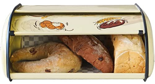 OLOTU Caja de Pan Panera con Tapa abatible, panera Vintage para encimera de Cocina, contenedor de Almacenamiento Multifuncional, Soporte para Pan de Gran Capacidad Panera