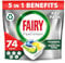 Fairy Platinum All-In-1 Dishwasher Tablets Bulk, 74 Tablets, Lemon, With Greasy Filter & Rinse Aid Action