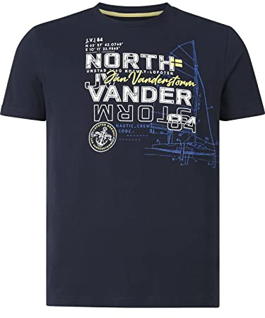 Jan Vanderstorm Herren T-Shirt Frimann | kurzarm, Rundhals | großer Audruck | Saumschlitze mit Kontrastdetails | reine Baumwolle | große Größen L-7XL