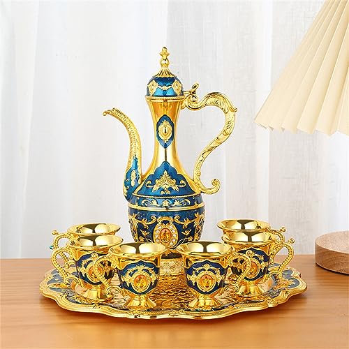 Nahöstliches Teeservice, Türkisches Vintage-Kaffeeset Mit 6 Luxuriösen Kaffeetassen Und Handgefertigtem Teetablett, Teekanne Für Heimdekoration, Geburtstag, Weihnachten, Einweihungsfeier, Hochzeit,D