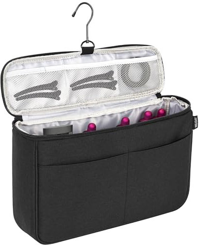 WELIDAY Custodia da viaggio compatibile con Dyson Airwrap Styler, organizer da viaggio portatile per arricciacapelli e accessori con tasche multiple (nero)
