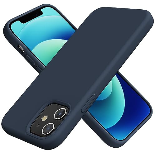 TAXXOE Silicone Case Compatible with iPhone 12 Case/12 pro case Soft Ultra Slim Protective Shockproof Liquid Silicone Phone Case,Anti-Scratch Microfiber Lining, 6.1 Dark Blue