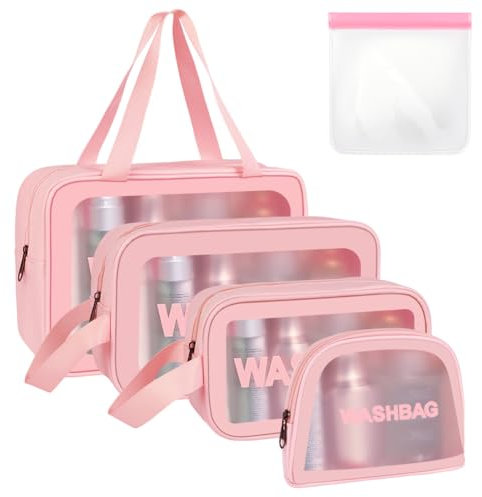 Aucuu Reise Kulturbeutel, Kosmetiktasche, Transparente Kulturtasche Damen, Tragbare wasserdichte Kulturtasche Organizer, Reißverschluss Make-up-Tasche mit Großer Kapazität für Damen Männer