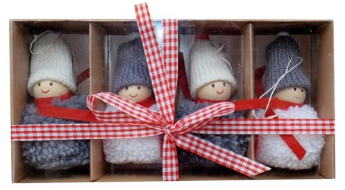 KAMACA 4er Set Wichtel aus Stoff Weihnachtsschmuck zum Aufhängen Baumschmuck Anhänger Weihnachtsbaum Deko Weihnachtszeit (4er Set Weihnachtswichtel zum Hängen 8x5 cm)