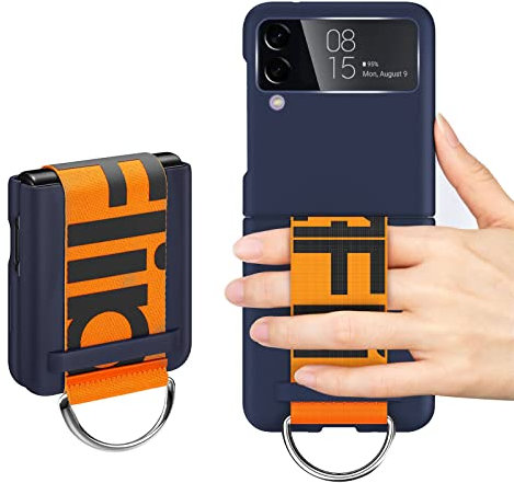 XZEIT Cover per Samsung Galaxy Z Flip 3 5G, Custodia Bracciale con Protezione Anti-Caduta e Anti-Urto per Galaxy Z Flip3 (Blu Navy)