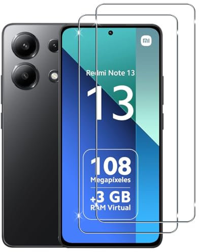 Lutree para Xiaomi Redmi Note 13 4G&5G / Note 13 Pro 4G&5G / Poco M6 Pro 4G 6,67'' Cristal Templado, 2 Piezas Dureza 9H HD Protector de Pantalla, Anti-Arañazos Vidrio Templado Película Protectora