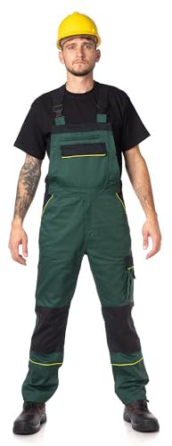 Fortum Salopette De Travail Homme Avec Ceinture Élastique, Renforts CORDURA, 2 Poches Avant Et Poitrine, Poche Cargo, Renfort Genoux, Bretelles Élastiques, Salopette Homme Vert 48