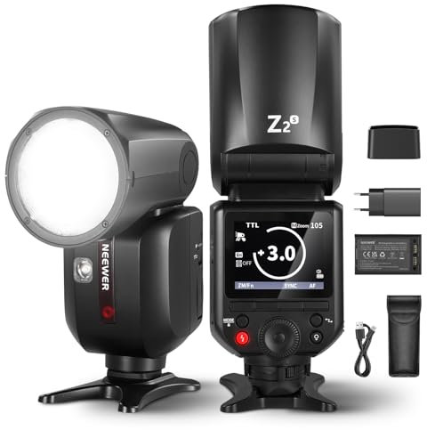 NEEWER Z2-S 2,4G TTL Blitzlicht Rundkopf Speedlite für Sony, Verbessertes UI, 2 Modellierlampen, TTL/M Schalter TCM 76Ws Blitzgeräte 1/8000s HSS 7,4V/2600mAh Akku 480 Blitz mit voller Leistung