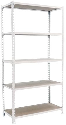 PROREGAL Schwerlastregal Big MULI | HxBxT 200x120x50cm | 5 Fachböden | Fachlast 200kg | Weiß | Lagerregal Kellerregal Werkstattregal Metallregal Fachbodenregal Steckregal