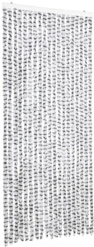 vidaXL Rideau Anti-mouches, Store Anti-insectes avec Crochet, Rideau de Porte Longueur et Largeur Réglables, Gris Clair et Gris Foncé 56x200 cm Chenille