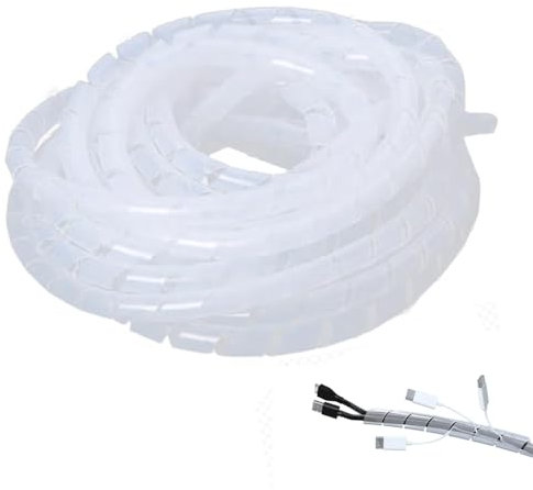 26 Ft Spiral Cable Wrap - White Cord Covers Bundle Sleeve Hose for PC TV Computer Electrical Wire Organizer, Cord Cover and Detangler
