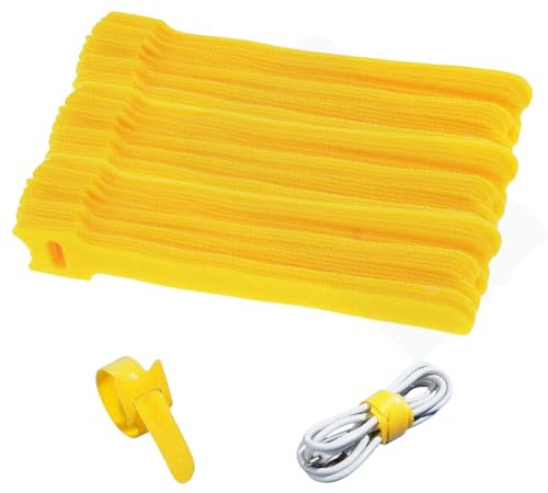 GaoBangM 100 Pcs Reusable Cable Ties, Cable Straps, Adjustable Fastening Straps for Electrical & Electronic Products, Home & Office Cable Organizer (Yellow)