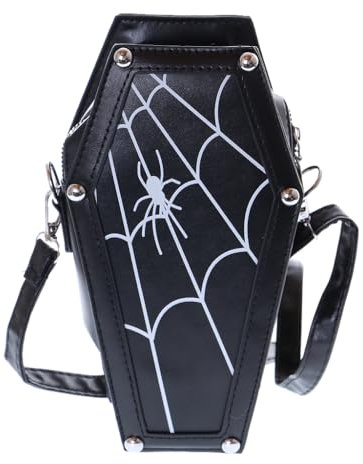 Kawaii-Story LB-6124-2 Schwarz Sarg-Form Spinnennetz Halloween Grusel Gothik Goth Damen Tasche 22x12x9cm Pu
