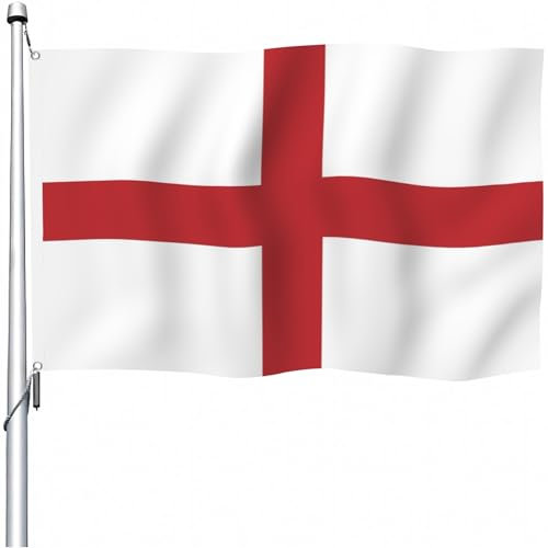 YongFoto England-Flagge, 1,2 x 1,8 m, doppelseitig, lebendige Farben, St. George Kreuz, Flagge von England, für Outdoor, Feiern, Veranda, Dekoration, englische Flaggen mit 2 stabilen Ösen,