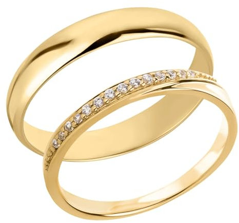 Ardeo Aurum Trauringe Paar aus 375 Gold Gelbgold mit Zirkonia-Steine