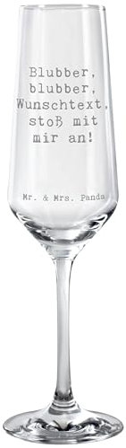 Mr. & Mrs. Panda Personalisiertes Sektglas Blubber, blubber, $NAME, stoß mit mir an! - Geschenk, Blubber Blubber, Feiern, Sektglas mit Gravur,