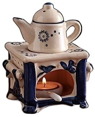 Oil burner scented,Essential Oil Burner/Aroma Diffuser Candle Melts Warmer,Retro Candle Essential Oils Burner Creative Ceramic Teapot Aromatherapy Oil Lamp Fragrance Burners for Home Decor