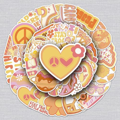 Böhmische Hippies Aufkleber Bohemian Hippies Sticker Set 50 Stücke Niedlich Deko für Auto Laptop Skateboard Fahrrad Moped Motorrad Fahrrad Computer,Geeignet für Erwachsene Kinder