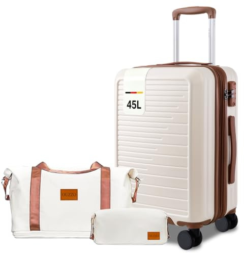 OUZZO Handgepäck Koffer 53cm, PC-Hartschale Trolley Koffer 45L, TSA Schloss | 53*25*33cm, 2.8kg Leichter Koffer, erweiterbar, Reisekoffer mit 360° Rollen, geeignet für Geschäftsreisen und Kurztrips