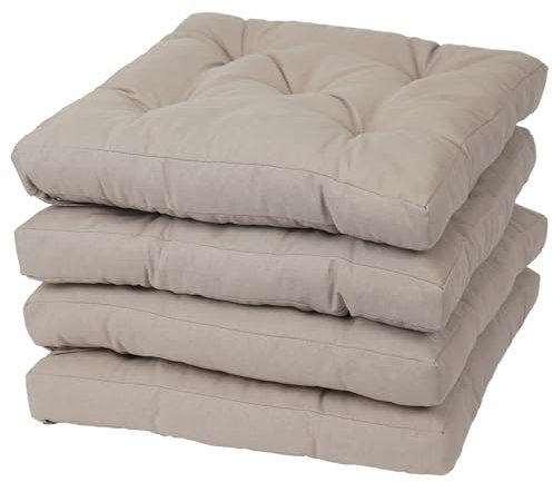 Viste tu hogar 4er Pack Stuhlkissen, 40x40x5 cm, Dreidimensionale Wirkung, 100% Polyester, Ideal für Esszimmer, Terrasse, Wohnzimmer und Restaurant, Farbe Beige