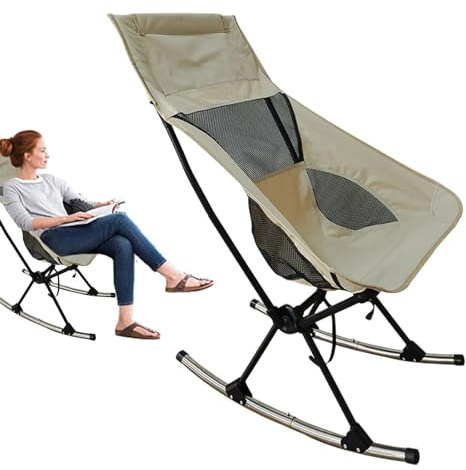 Fmzrbnih Silla Plegable - Balancín De Viaje Al Aire Libre, Silla De Exterior Portátil | Sillas De Camping Plegables con Respaldo Alto, Silla De Camping Transpirable para Terraza, Playa, Pies