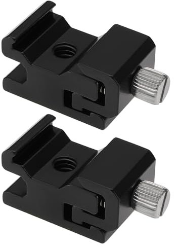 VGOL 2 adaptadores de montaje de zapata fría para flash con rosca de trípode de 1/4 pulgadas de aleación de aluminio, compatible con la mayoría de unidades de flash