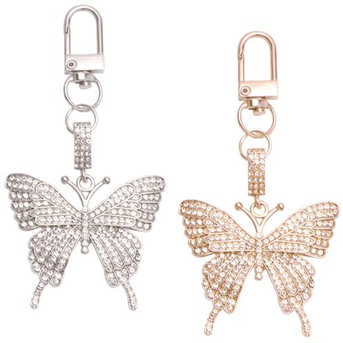 Porte-clés cadeau femmes porte-clés papillon, Cadeaux pour copines, meilleures amies, sœurs, mères, professeurs, or et argent