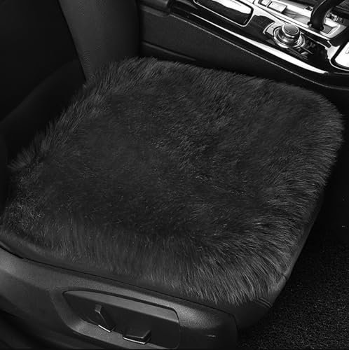 champracer Lammfell Sitzkissen,Plüsch Autositzbezug, Auto Kunstfell Sitzauflage, Langes Winter Warme Sitzkissenbezug, Universell für Autositz, Bürostuhl und meisten Stühle (Dunkelgrau)