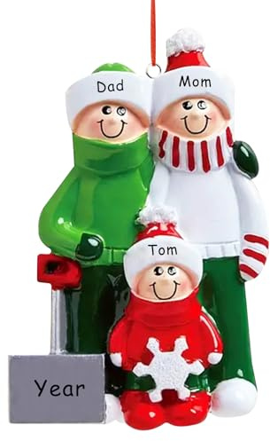 Personalized 2026 Ornament Snowman Family of 3 Christmas Tree Decoration Artisanal Customized Decoration Family Ornament DIY Name Pendant Xmas Tree Decor