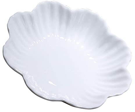 Ciieeo Assiette à Salade en Forme de Fleur Vaisselle en Céramique Assiette de Cuisine en Porcelaine Blanche pour Le Service à L'hôtel