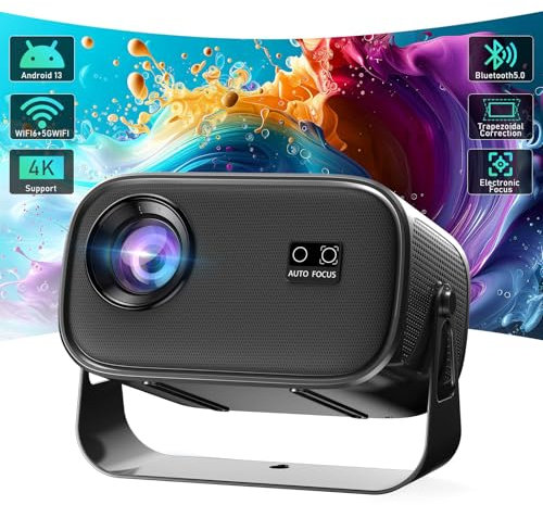 Tragbarer Videoprojektor, 4 K, Mini-Videoprojektor, Retroprojektor, WLAN, Bluetooth, für TV Stick/PS5/HDMI USB/iOS/Android, elektrischer Fokus, 1080P, 15000LM