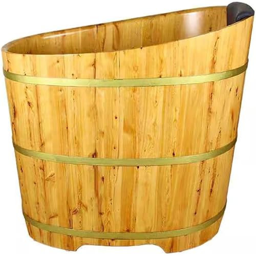 ZCBYBT Bañera de pie Libre de Madera para Adultos Profundo Soaker con Drenaje, para baño Caliente baño de Hielo, 80 * 55 * 68 cm