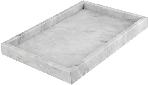 FAAING Bandeja de mármol rectangular 30 x 20 x 3 cm, bandeja de baño de mármol gris, almacenamiento de mármol, bandeja decorativa para baño, bandeja de mármol para cocina, encimera