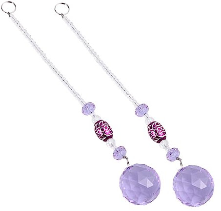 FONDOTIN 2stücke Hängende Kristallkugelprismen Regenbogenfenster Chakra-Vorhang Dekoration Für Deckenlampe Kronleuchter Lsdz