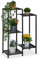Relaxdays Blumenregal aus Metall, 5 Ablagen für Blumen- & Pflanzentöpfe, Pflanzentreppe, HBT: 81 x 55 x 28,5 cm, schwarz