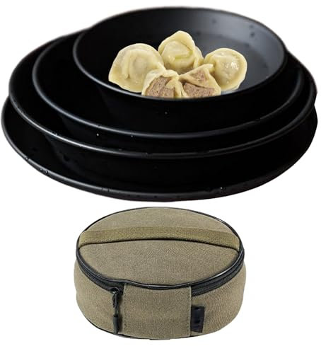 Juego de vajilla de camping, platos de acero inoxidable para campamento, bolsa de lona incluida, cubiertos, herramientas de comedor reutilizables para familiares, amigos, parejas, comedor al aire
