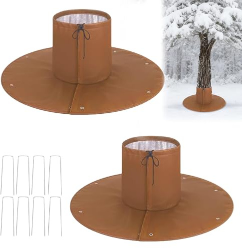 NICEWAT 2 Stück Winterschutz für Palmen Wurzel, Winter Palmenwurzelschutz Frostschutz bis 34cm Durchmesser, Winterschutz Pflanzen Außen mit 4 Ankern, Olivenbaum Winterschutz für Pflanzen Bäume,Ø 100cm